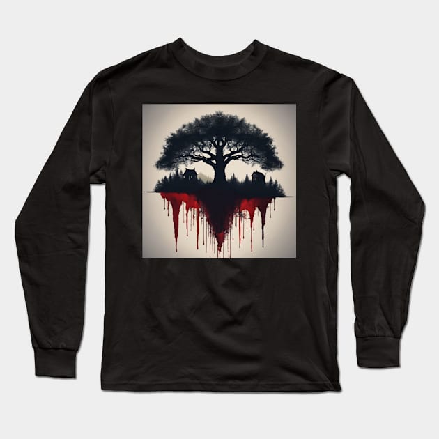 halloween tree design Long Sleeve T-Shirt by nonagobich